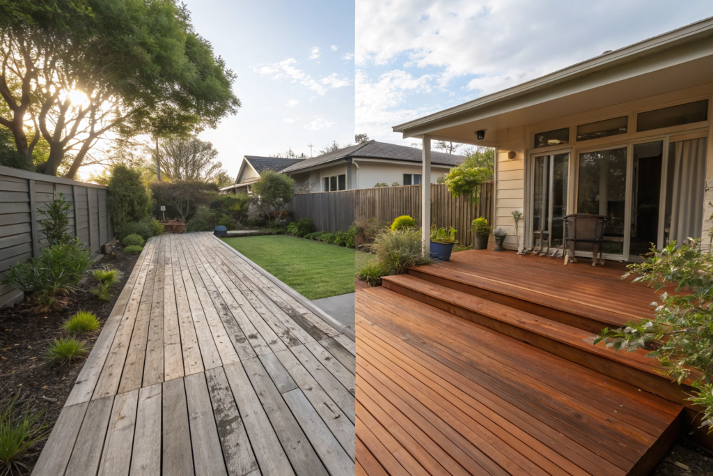 deck restoration Ipswich before and after weathered timber