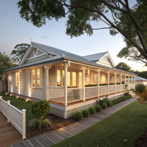 Wraparound timber verandah on a Queensland home in Ipswich extending along the front and side